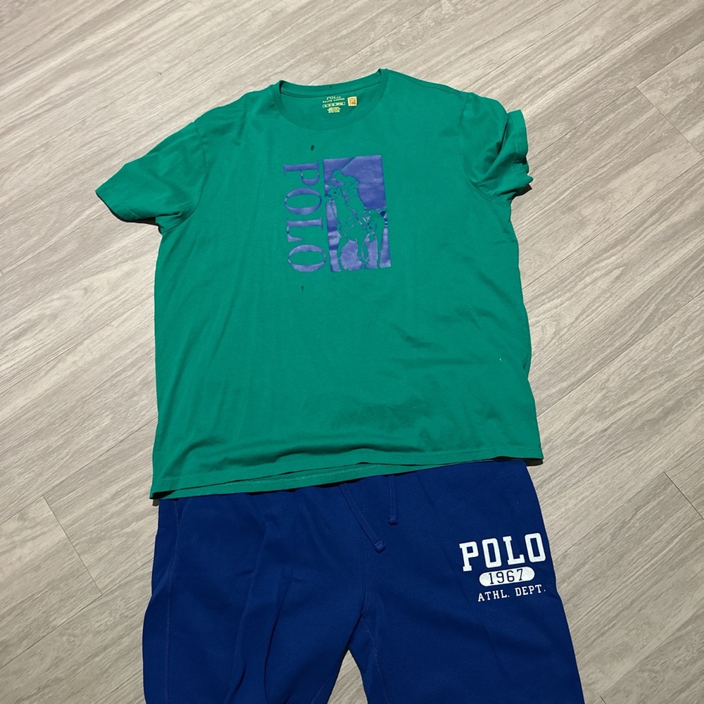 Polo by Ralph Lauren Green and Purple Short Sleeve Tee